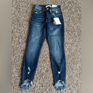 KanCan Women’s Skinny Ankle Medium Wash High Rise Distressed Jeans Size 0/23 New